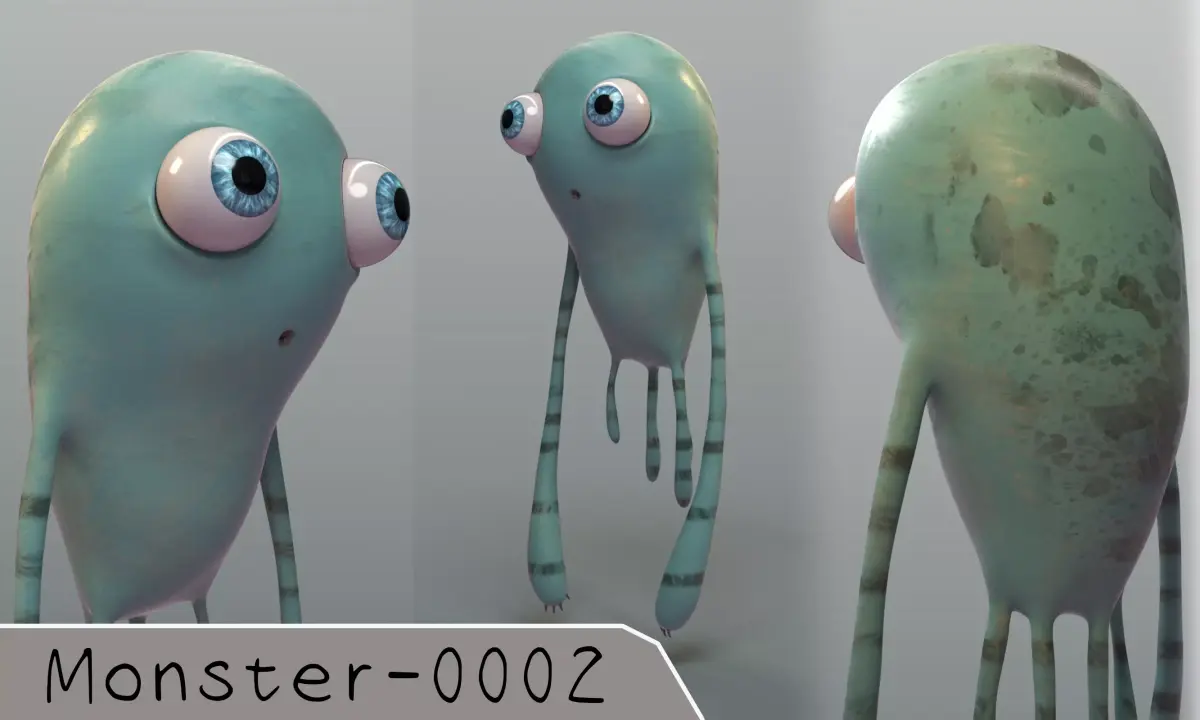 monster0002 creature with big eyes 3D model