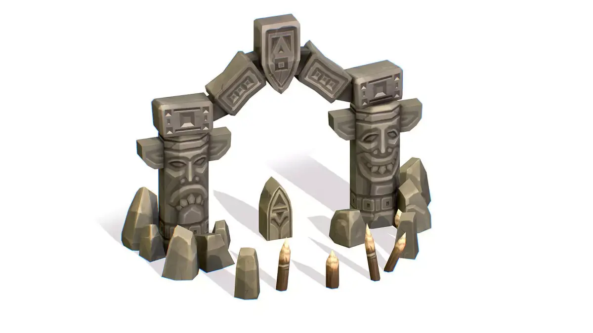 Handpaint Cartoon Stone Arch Entrance Cave Low-poly 3D model purchase
