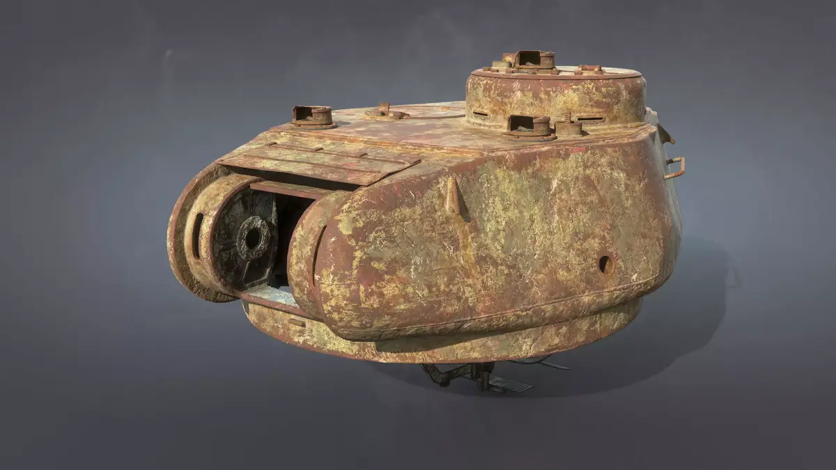 T-34-85 Turret Rusted Low-poly 3D model