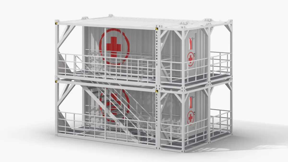 Multi-Tier Container Scaffold Structure White 3D model