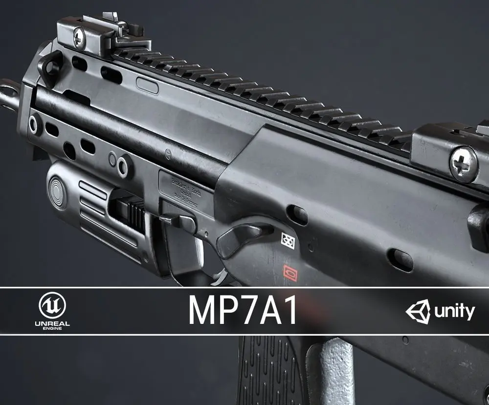PBR MP7A1 PDW Low-poly 3D model