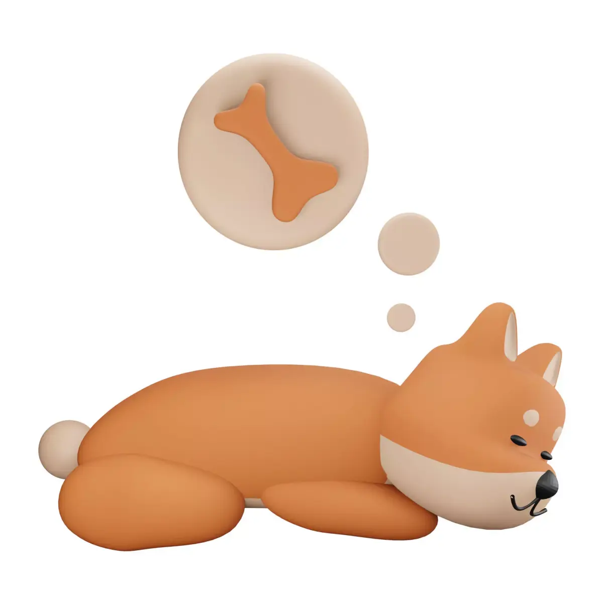Dog Dreaming about Bone Low-poly 3D model