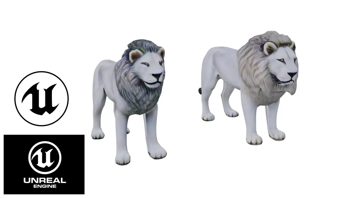 Realistic white lion low poly Low-poly 3D model