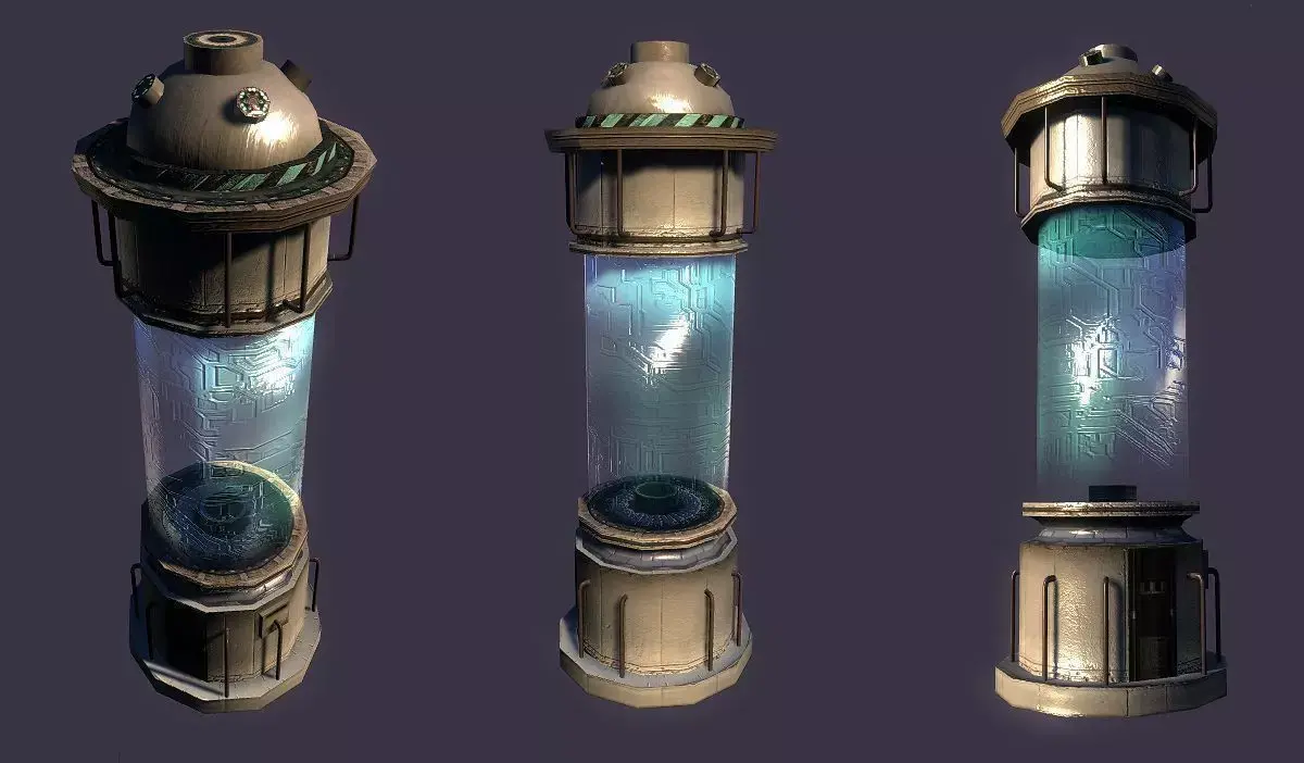 Science Fiction Incubator or Stasis Pod Low-poly 3D model