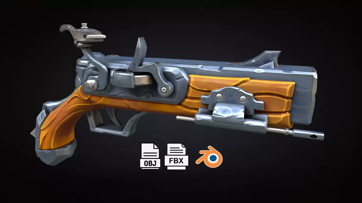 Stylized Musket Low-poly  Low-poly 3D model