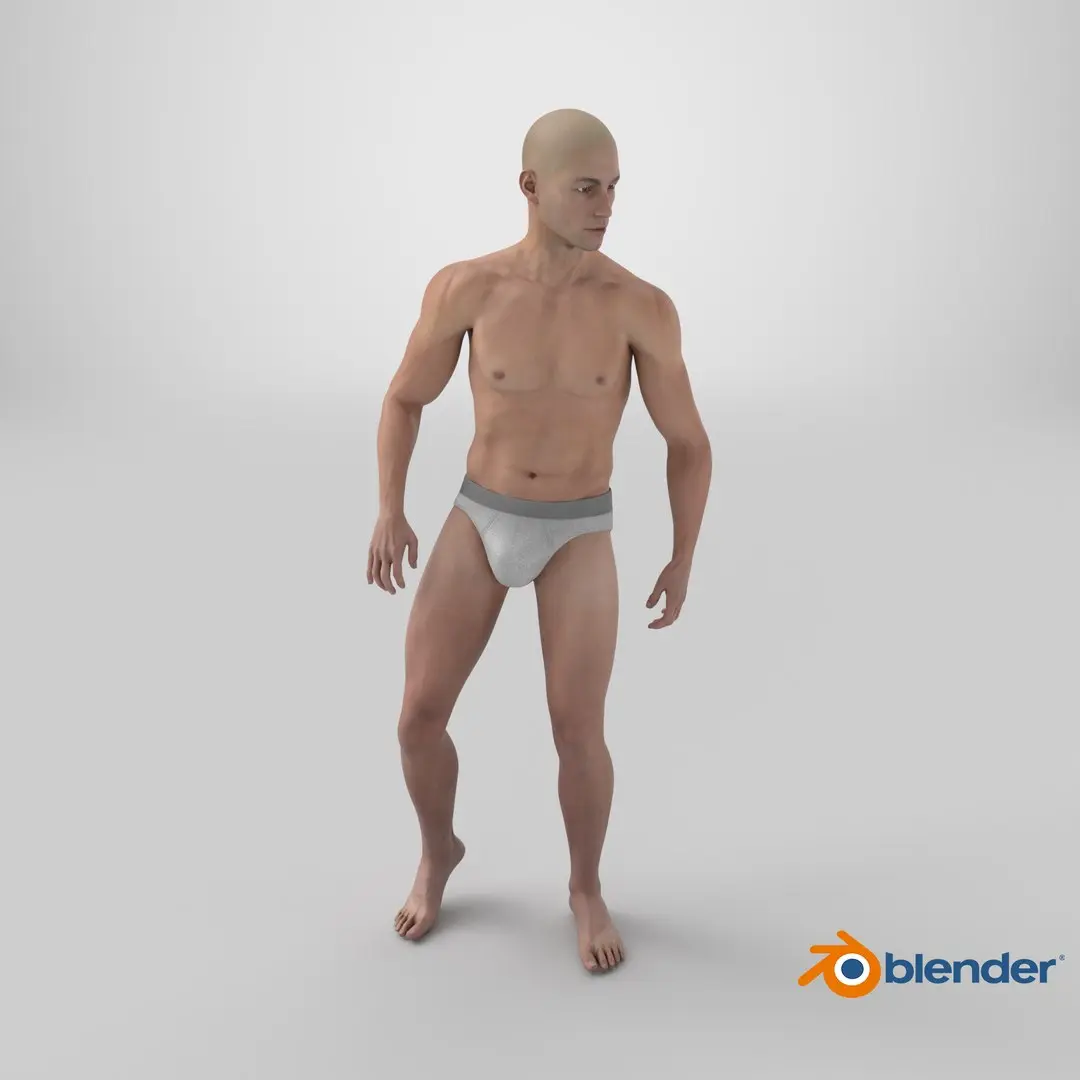 Athletic Male Figure in Underwear 3D model