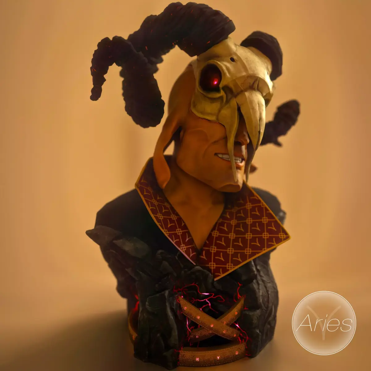 Colored 3D Printable Statue Zodiac Sign Aries Free 3D print model