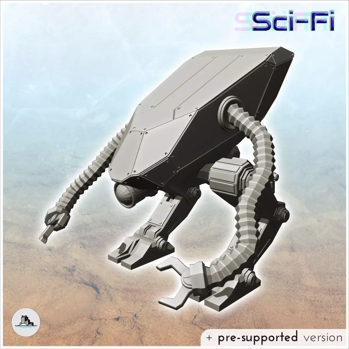 Robot with two articulated arms with claws and bionic eye 5 - Fu 3D print model