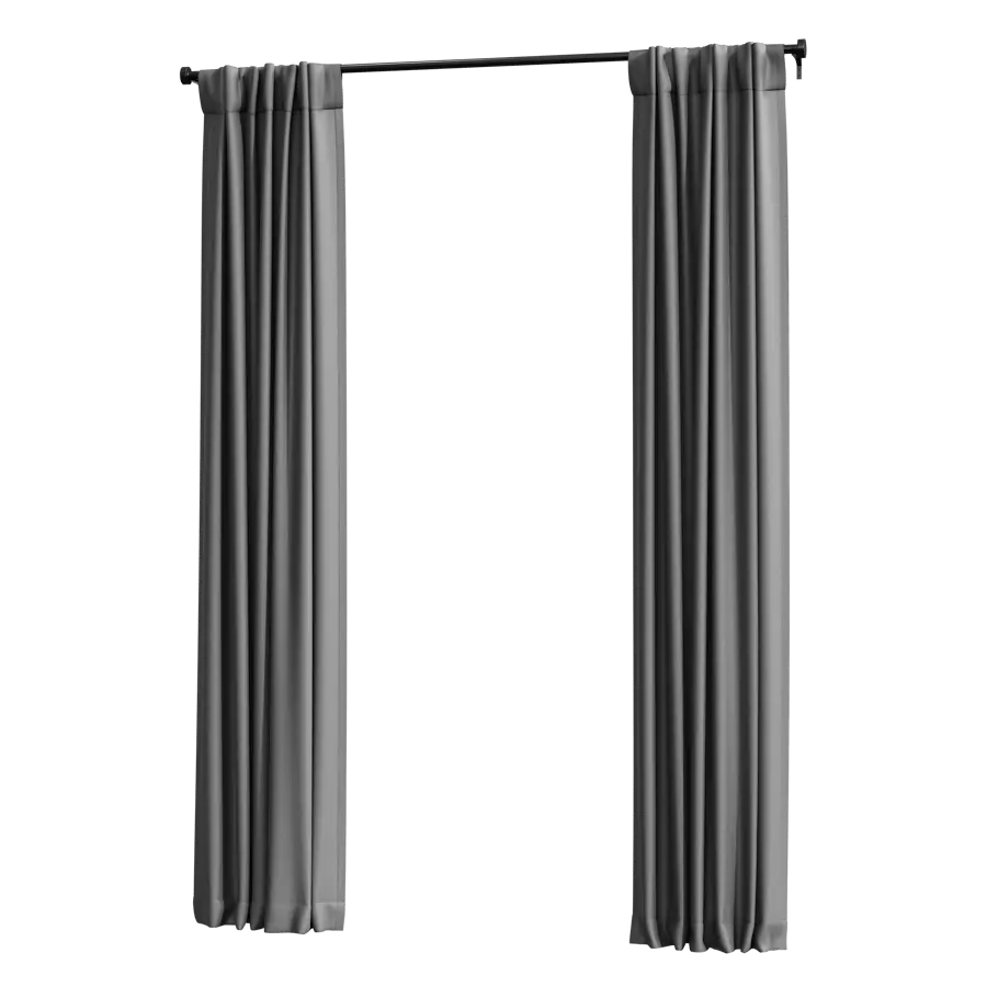  Back Tab Open Curtains Model, Grey 