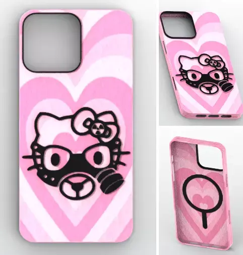 Cyber Pink Mask Cat MagSafe Case for iPhone 16 Pro Max 3D print model