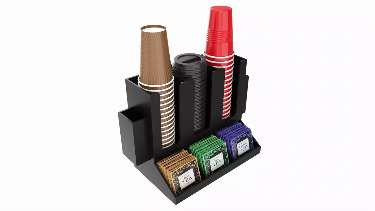 Coffee bar organizer cup sugar milk caddy 3D model