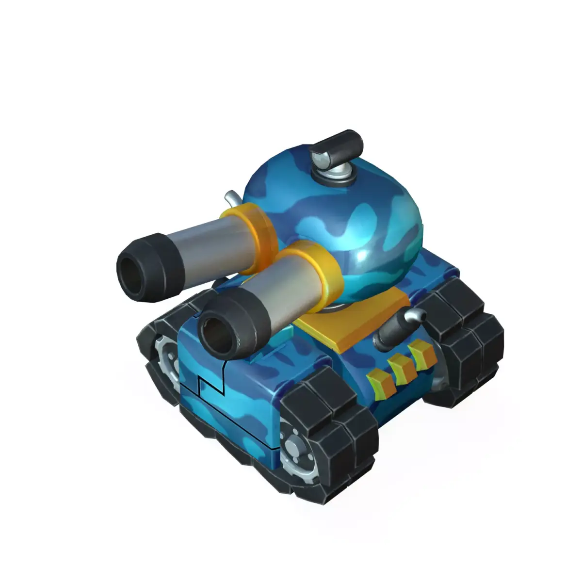 blue cartoon tank Low-poly 3D model