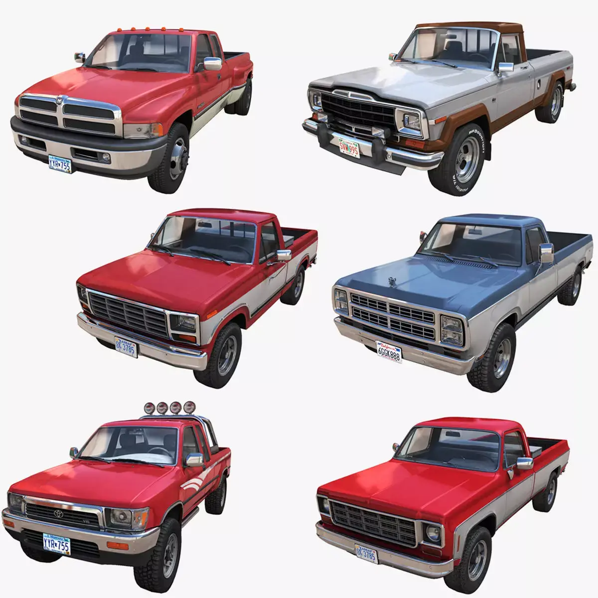 Classic pickups collection 3D Model Pack