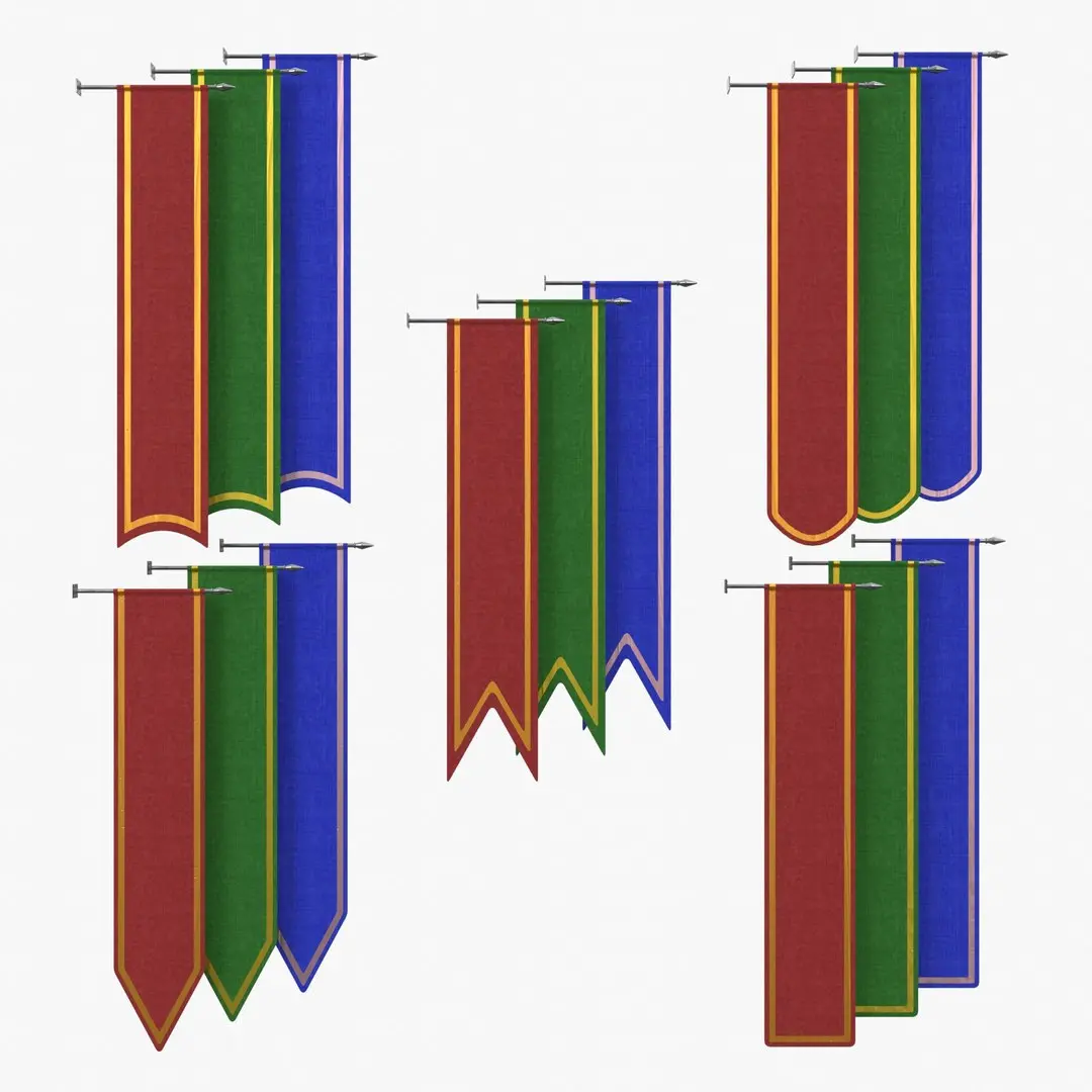 Wall Pole Banners 3D model