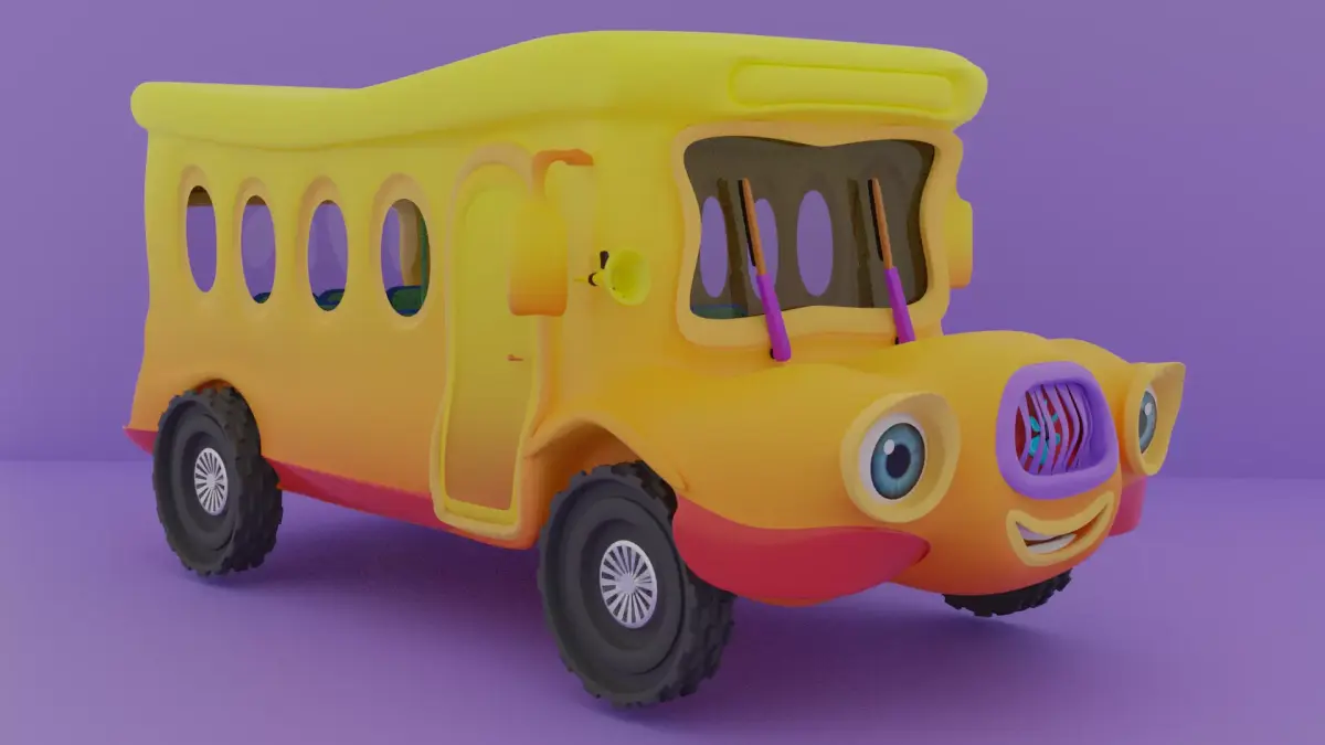 Cartoon  Bus 2 Low-poly 3D model