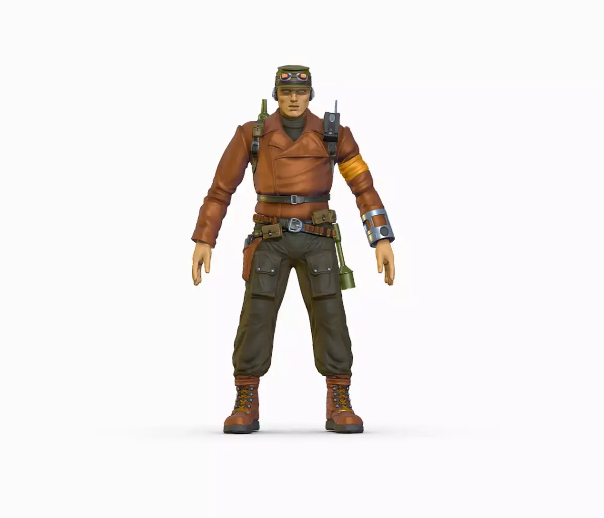 High Poly Man Leather Jacket Military Outfit Low-poly 3D model purchase