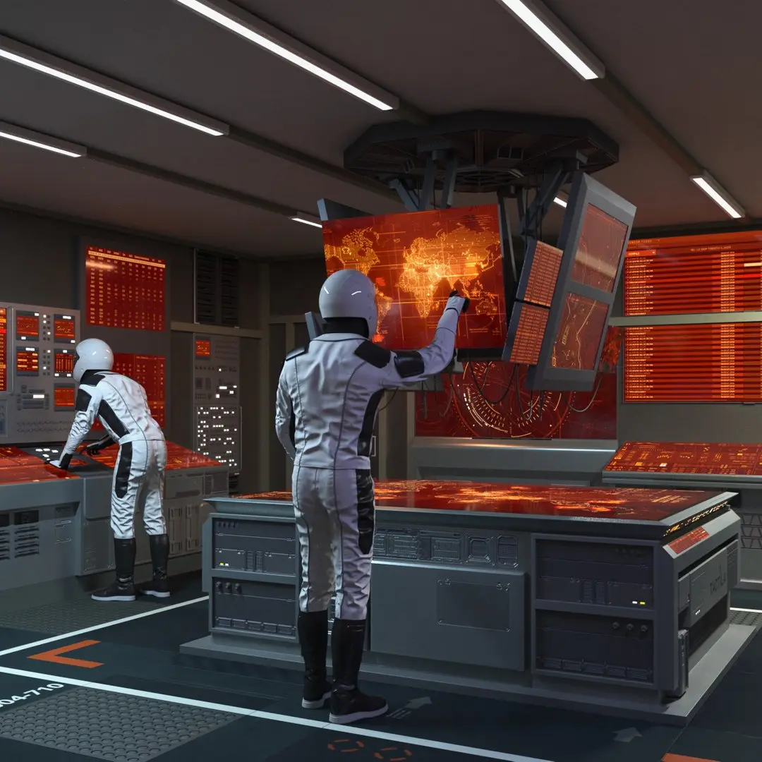 Command Room with Operators Red 3D model