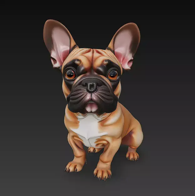 French Bulldog Brown Dog Realistic 3D Model - Low Poly Realistic Low-poly 3D model