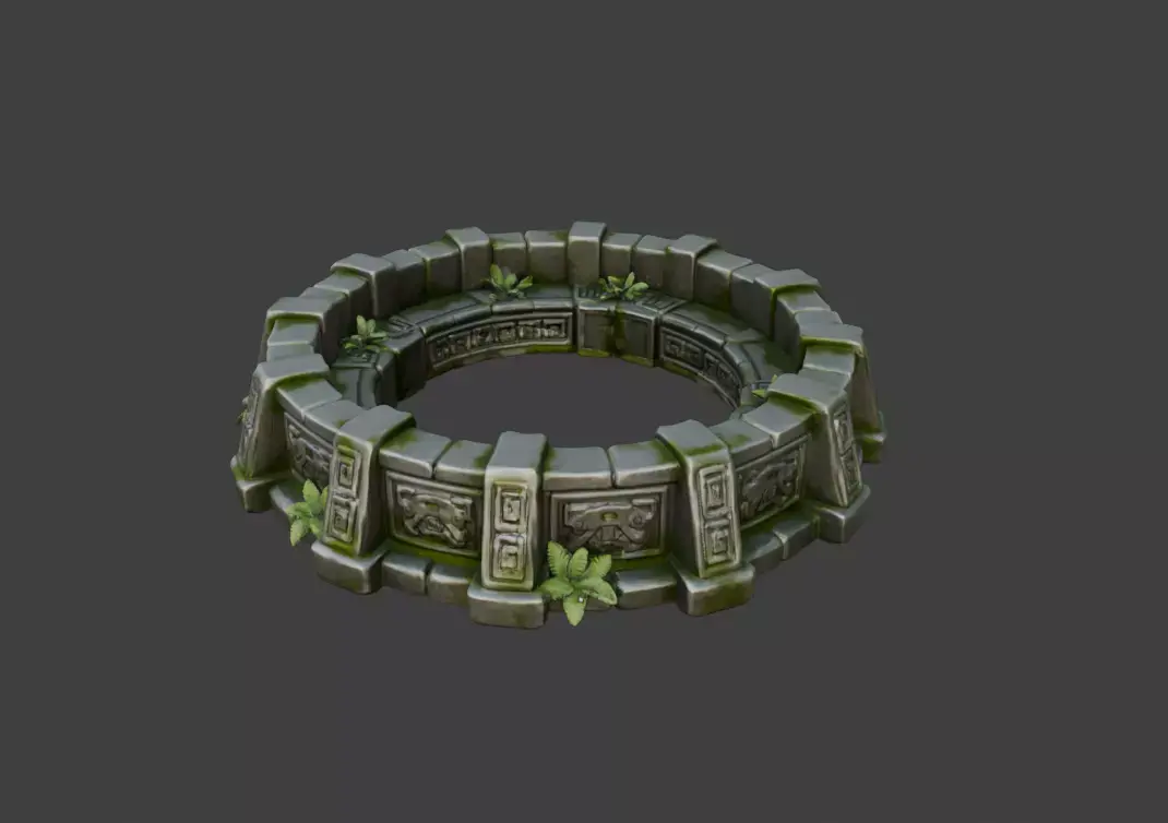 Ancient Stone Ring Ruins Low-poly 3D model
