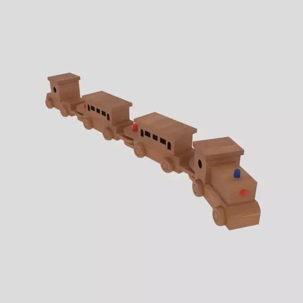 Wooden Toy Train Low-poly 3D model purchase