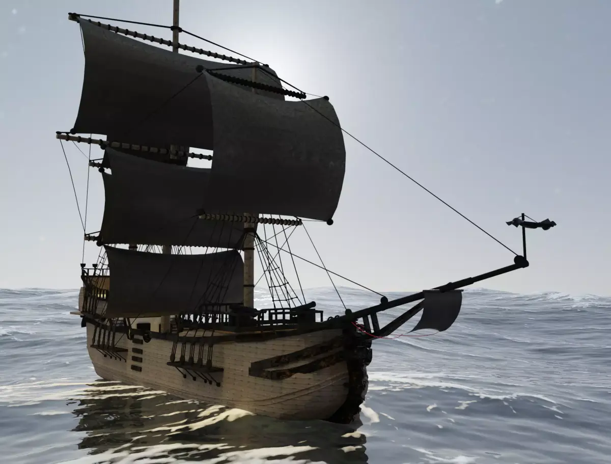 Old Ship Low-poly 3D model