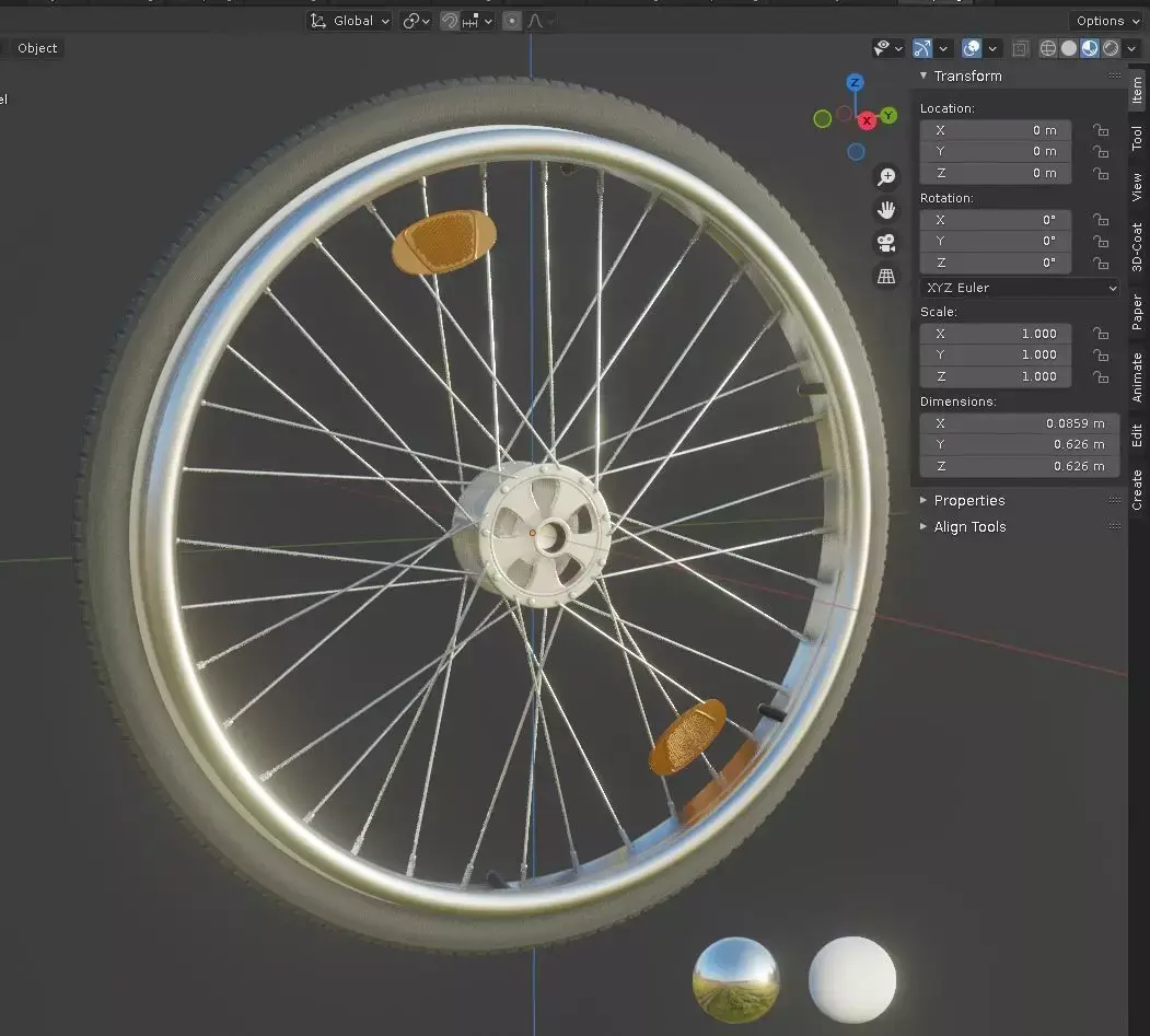 Wheelchair Wheel with Procedural PBR Material Setup 3D model