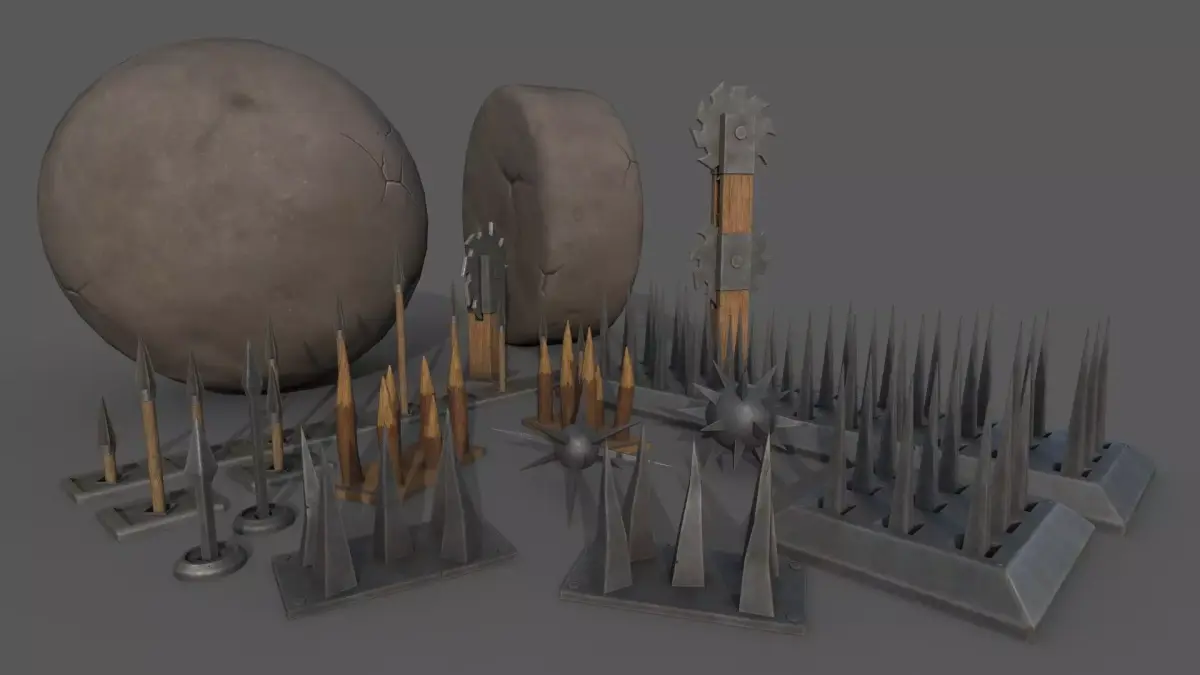 Piercing-Cutting Traps Low-poly 3D model