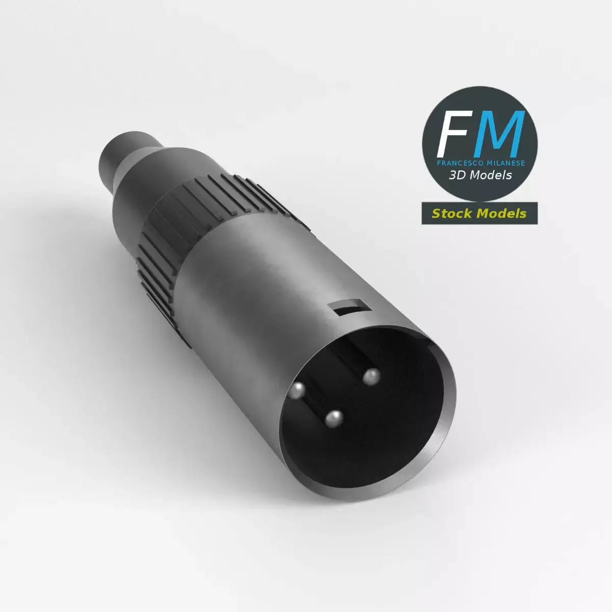 Male XLR audio connector 3D model