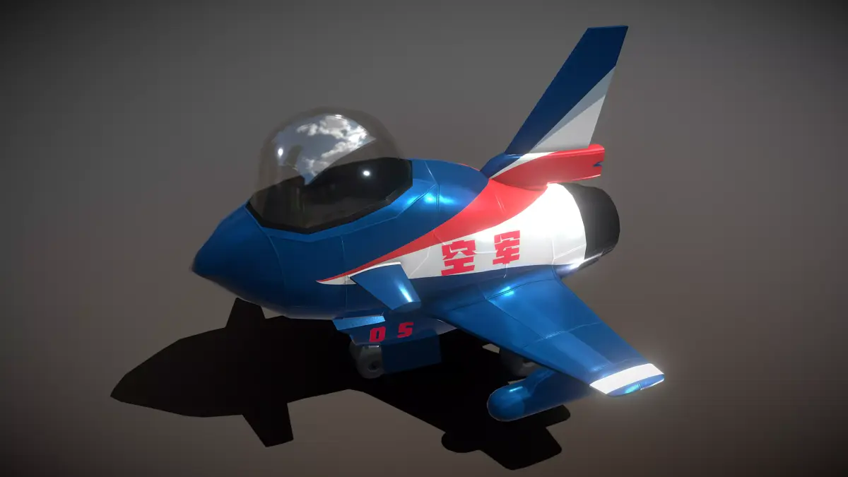 Cartoon Airplane J-10 Low-poly 3D model
