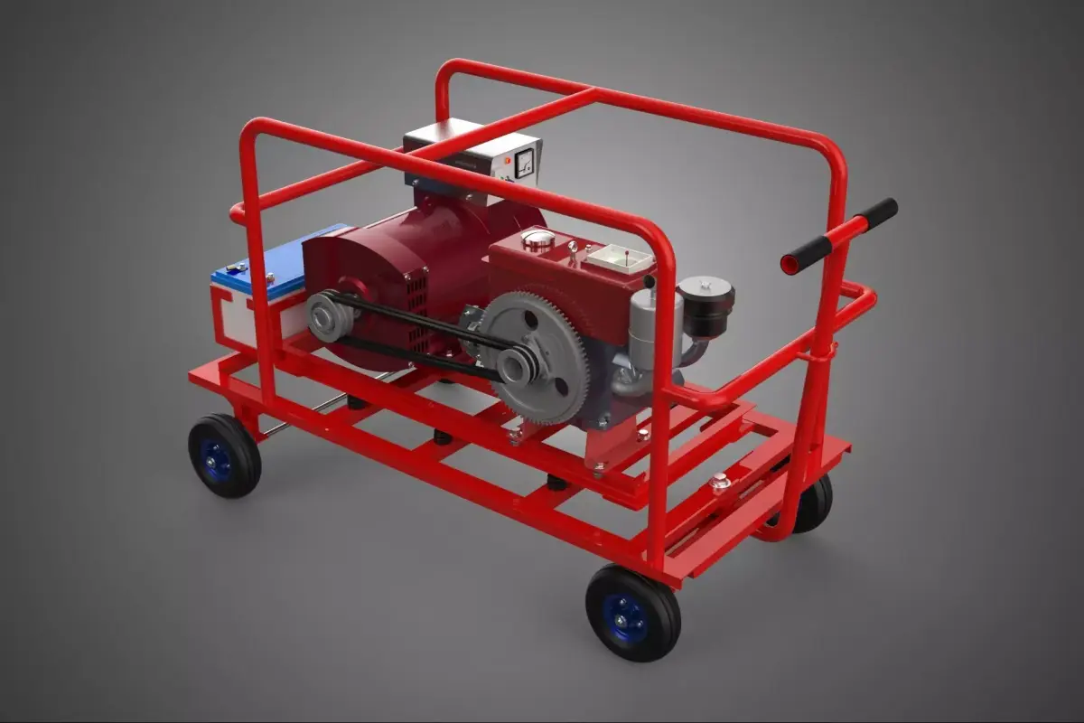 STANDARD DIESEL ENGINE POWER GENERATOR SET MOBILE TROLLEY CART 3D model