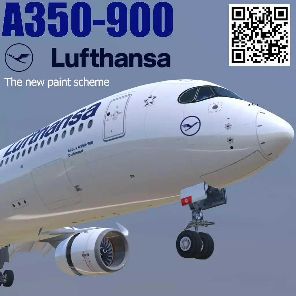 Airbus A350-900 Lufthansa new color livery Low-poly 3D model