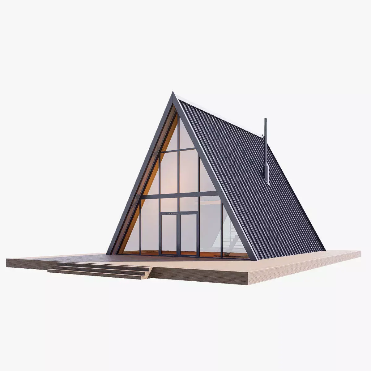 A frame house Low-poly 3D model