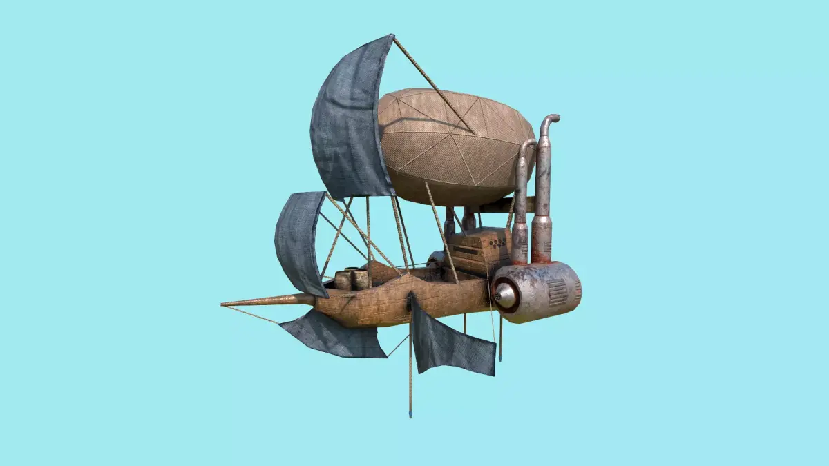 Steampunk Airship - Low Poly Aircraft 02 - Flying Ship Low-poly 3D model