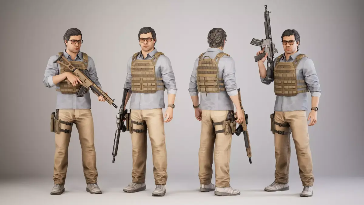 Casual Soldier 14 Low-poly 3D model