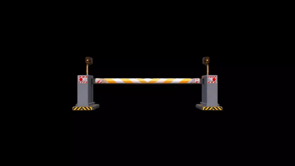 3d Render A Closed Boom Barrier Blocking A Road 3D model