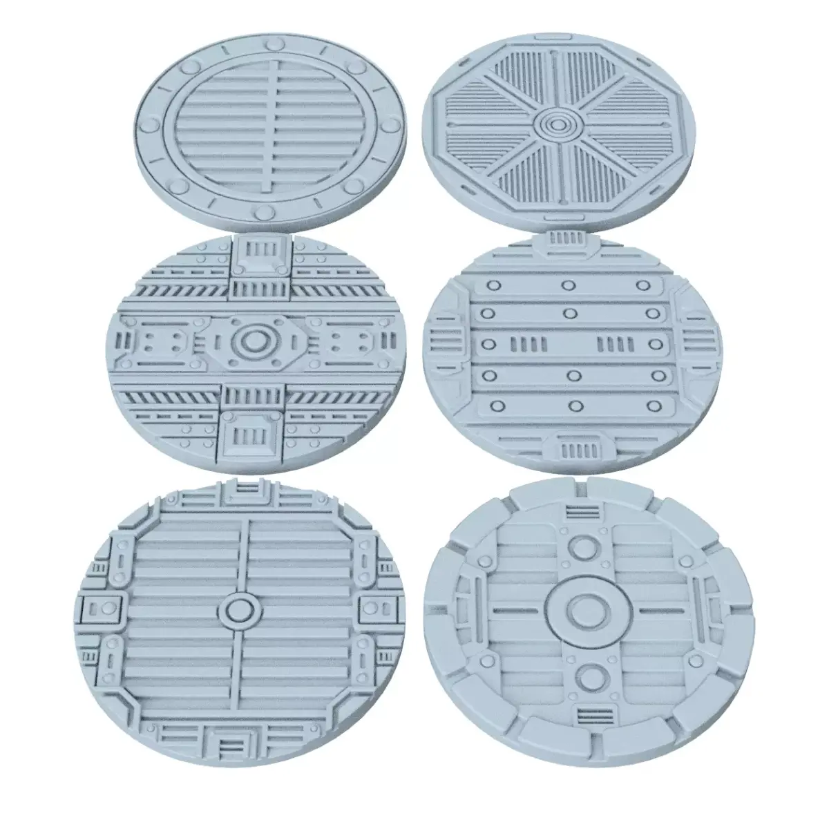 Sci-Fi Grated Floor Base Toppers 32mm Round Miniature Bases 3D print model