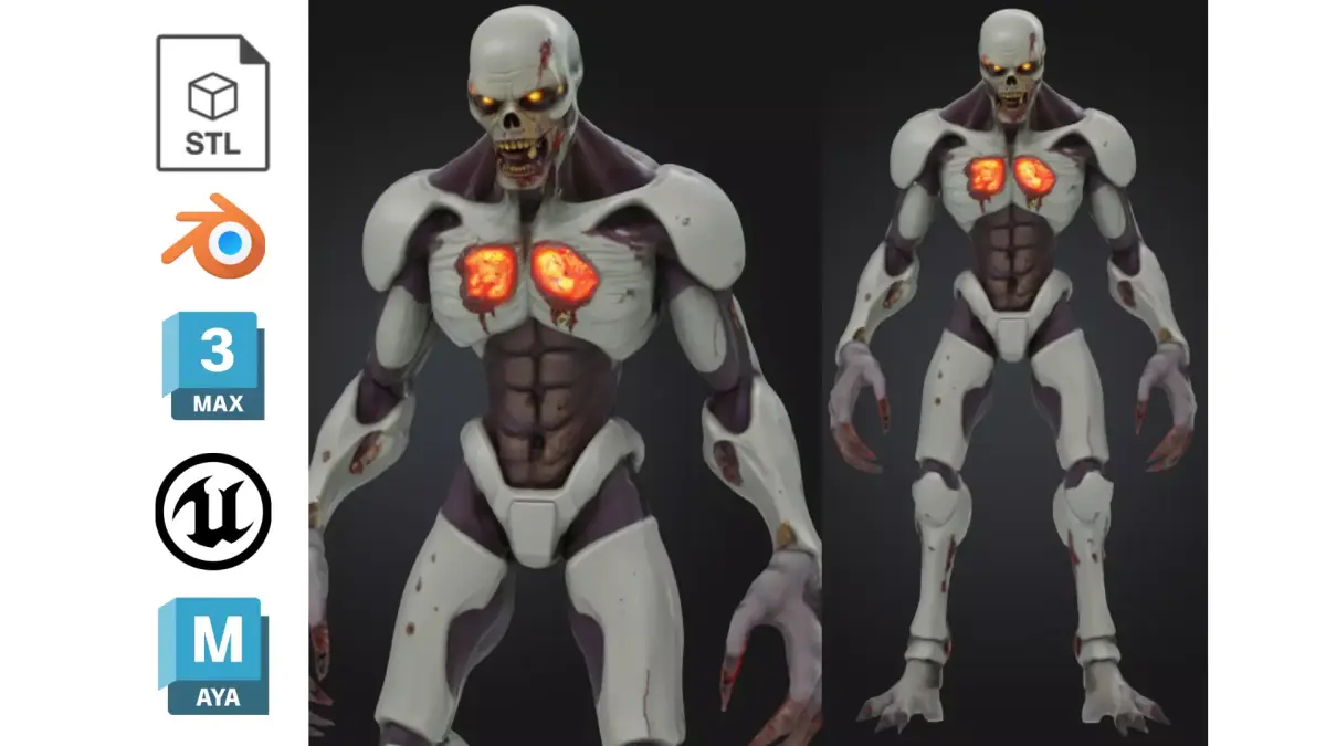 Bio Mech Zombie Low-poly 3D model