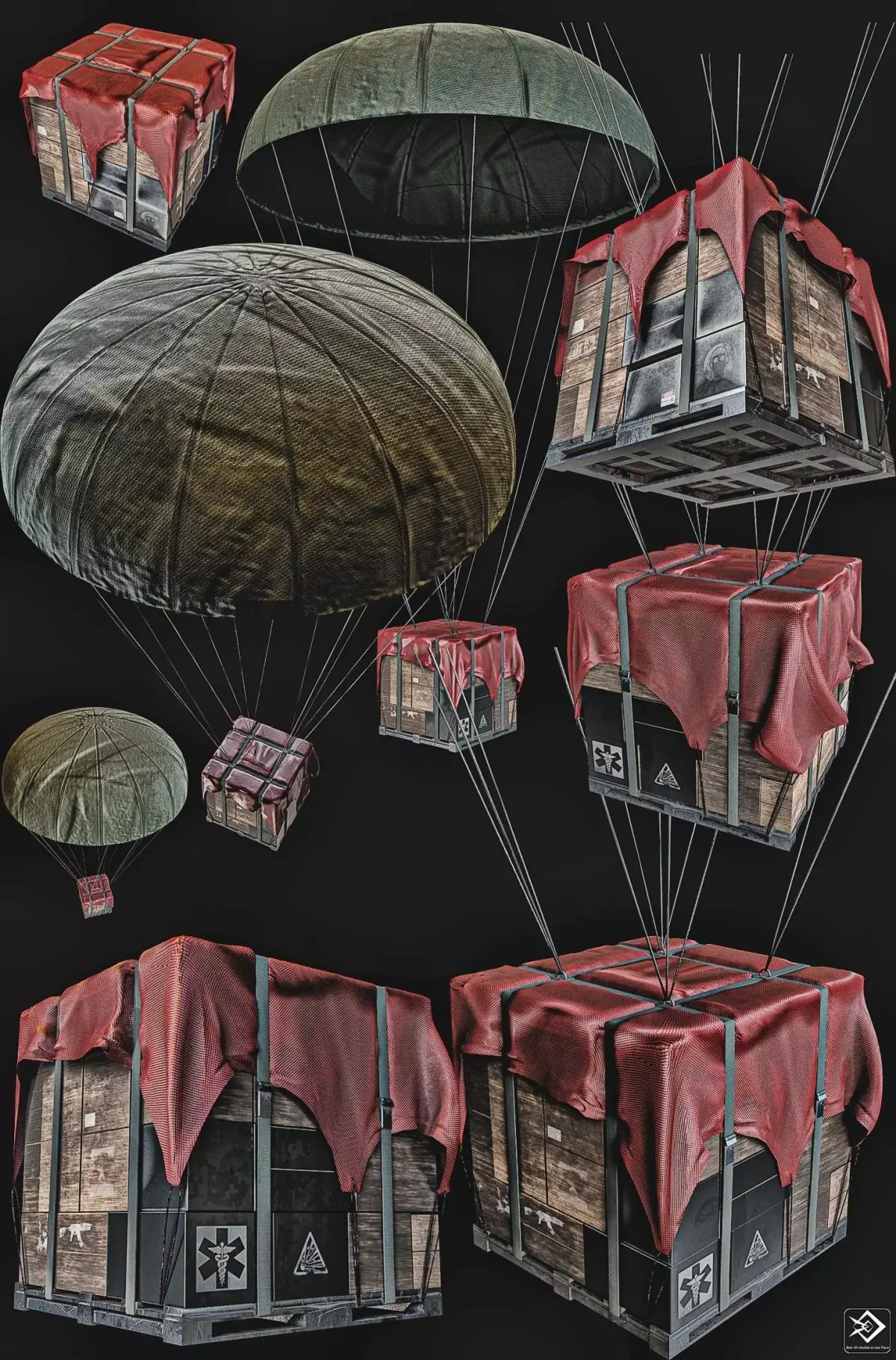 Airdrop Military Low-poly 3D model