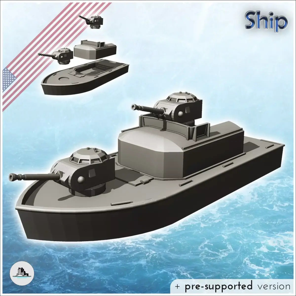 Assault Support ASPB Alpha patrol boat - Modern WW2 WW1 World Wa 3D print model