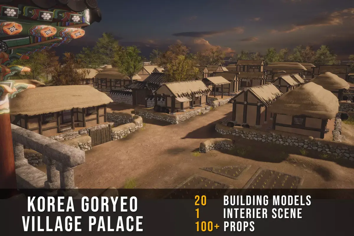Korea Goryeo Village and Palace Low-poly 3D model