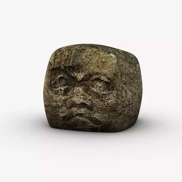 Ancient stone head Low-poly 3D model