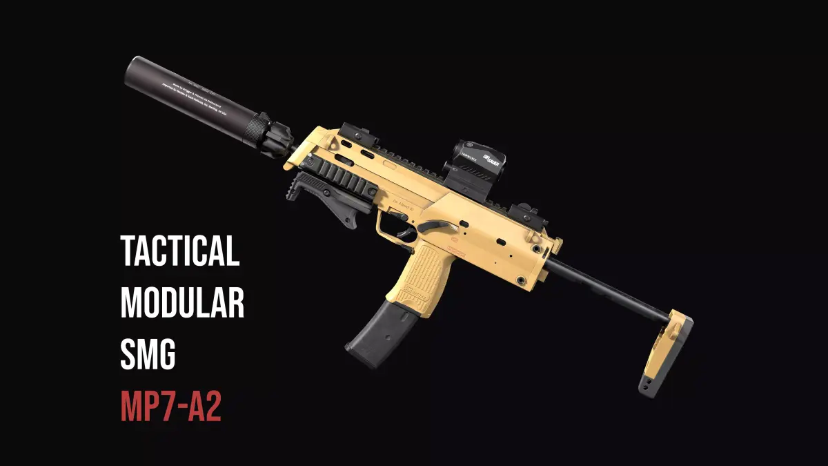 Tactical Modular Tactical SMG HK MP7A2 Low-poly 3D model
