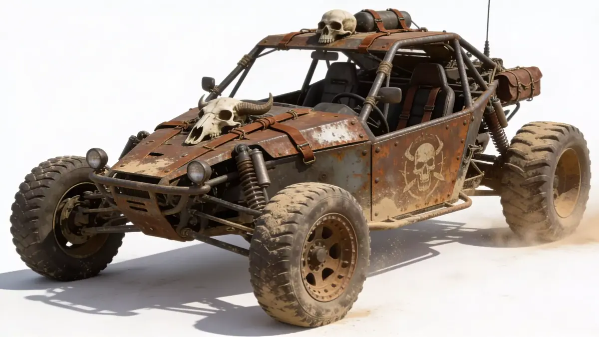 Post-Apocalyptic Skull Sand Buggy Low-poly 3D model