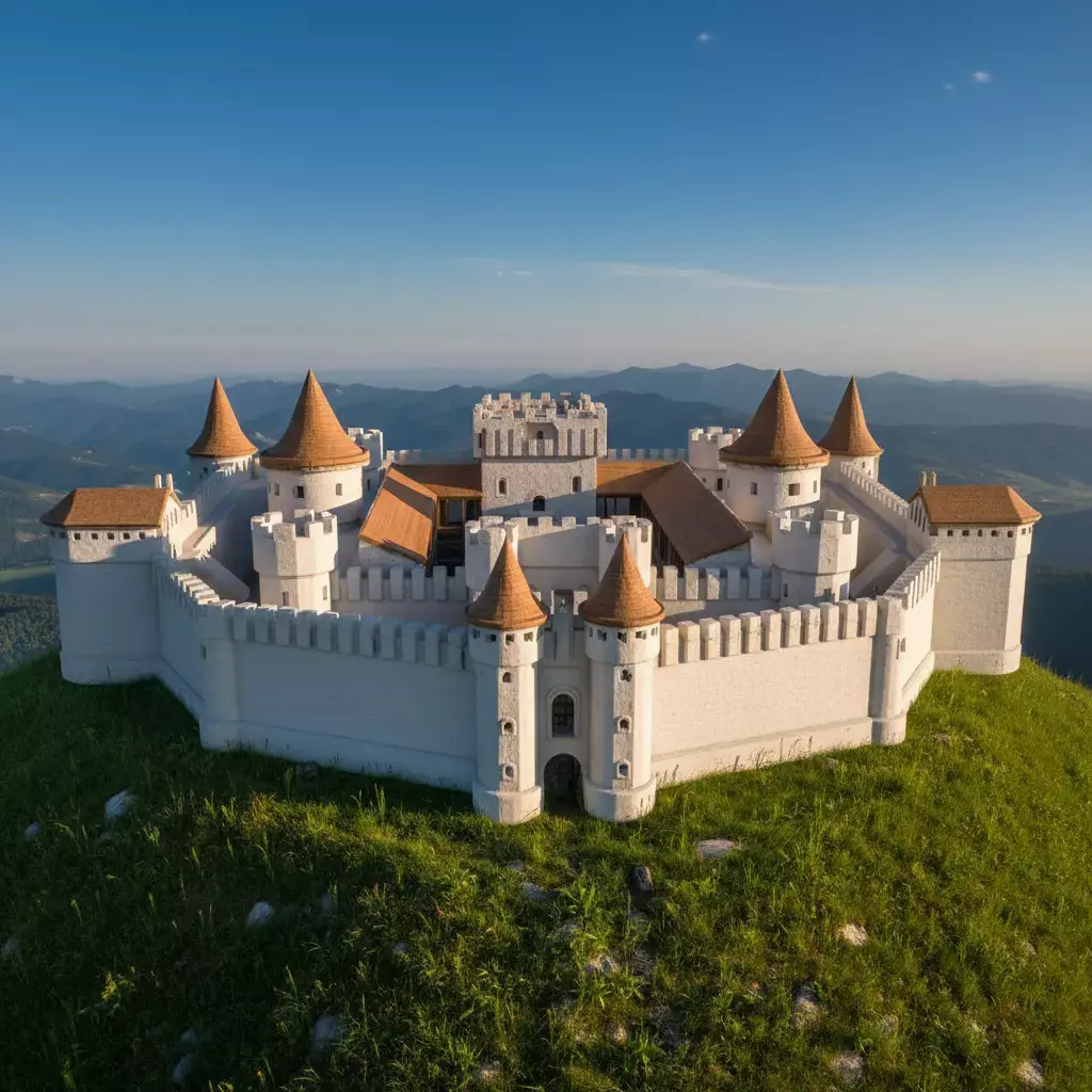 Grand Medieval Mountain Castle 3D Model Low-poly 3D model