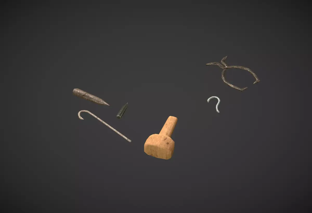 Ancient instruments Low-poly 3D model