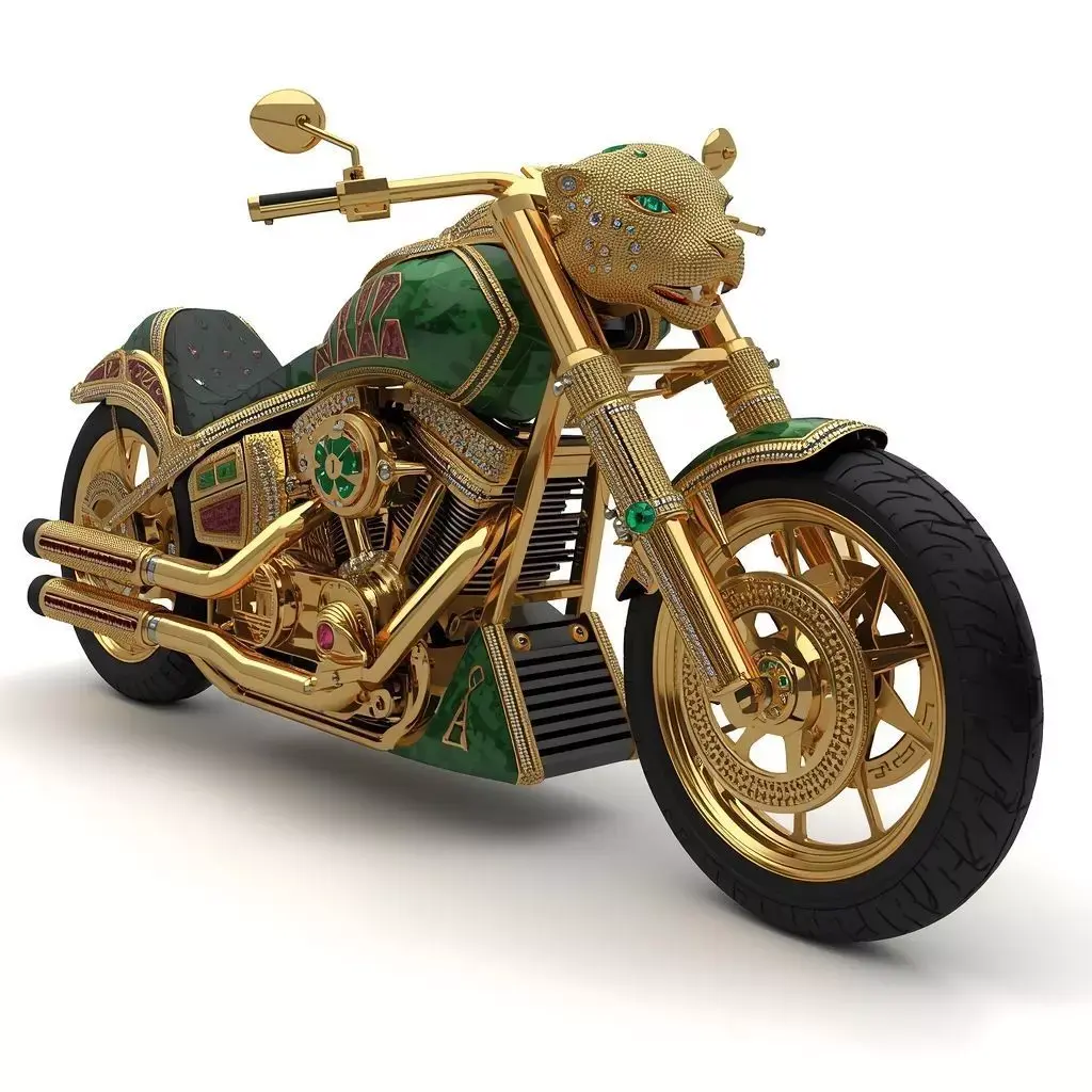 Luxury Jeweled Aztec Jaguar Warrior Motorcycle Low-poly 3D model
