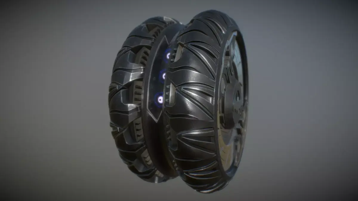 PBR Batmobile Arkham Knight highpoly tire 3D model