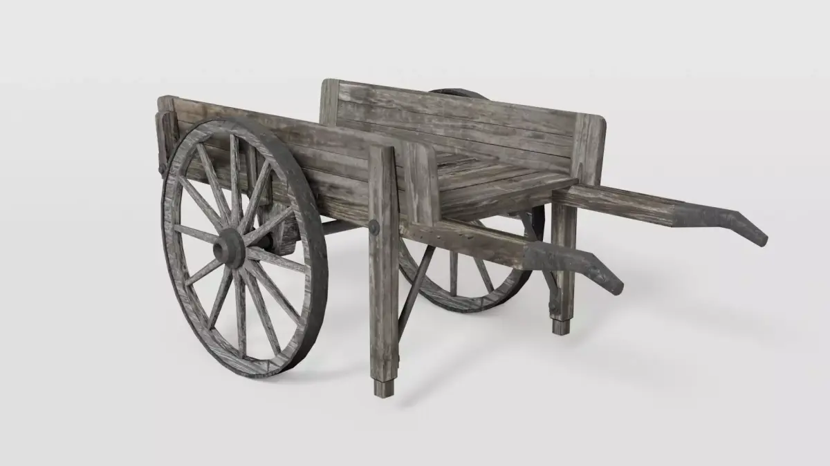 Old station wheelbarrow Low-poly 3D model