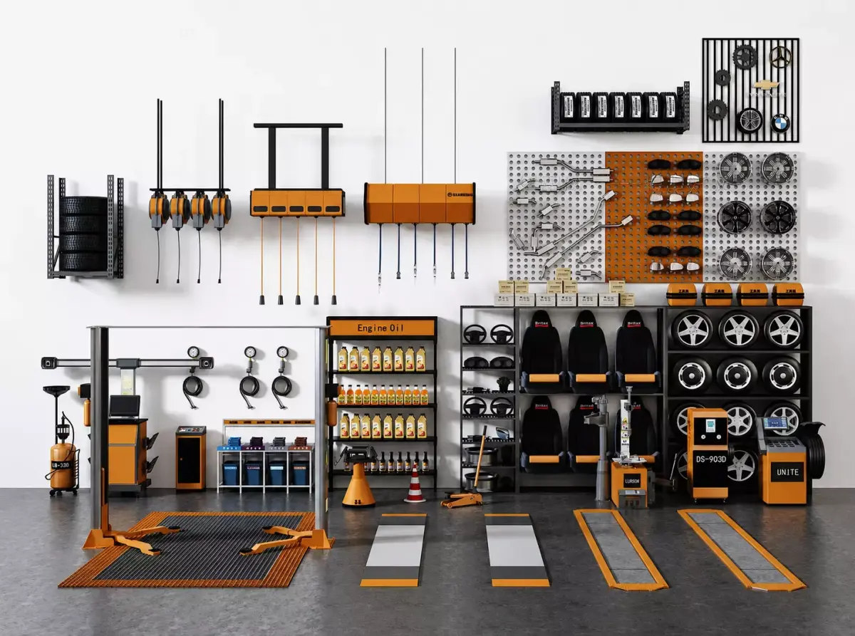 Automotive Repair Garage Equipment Collection 3D model