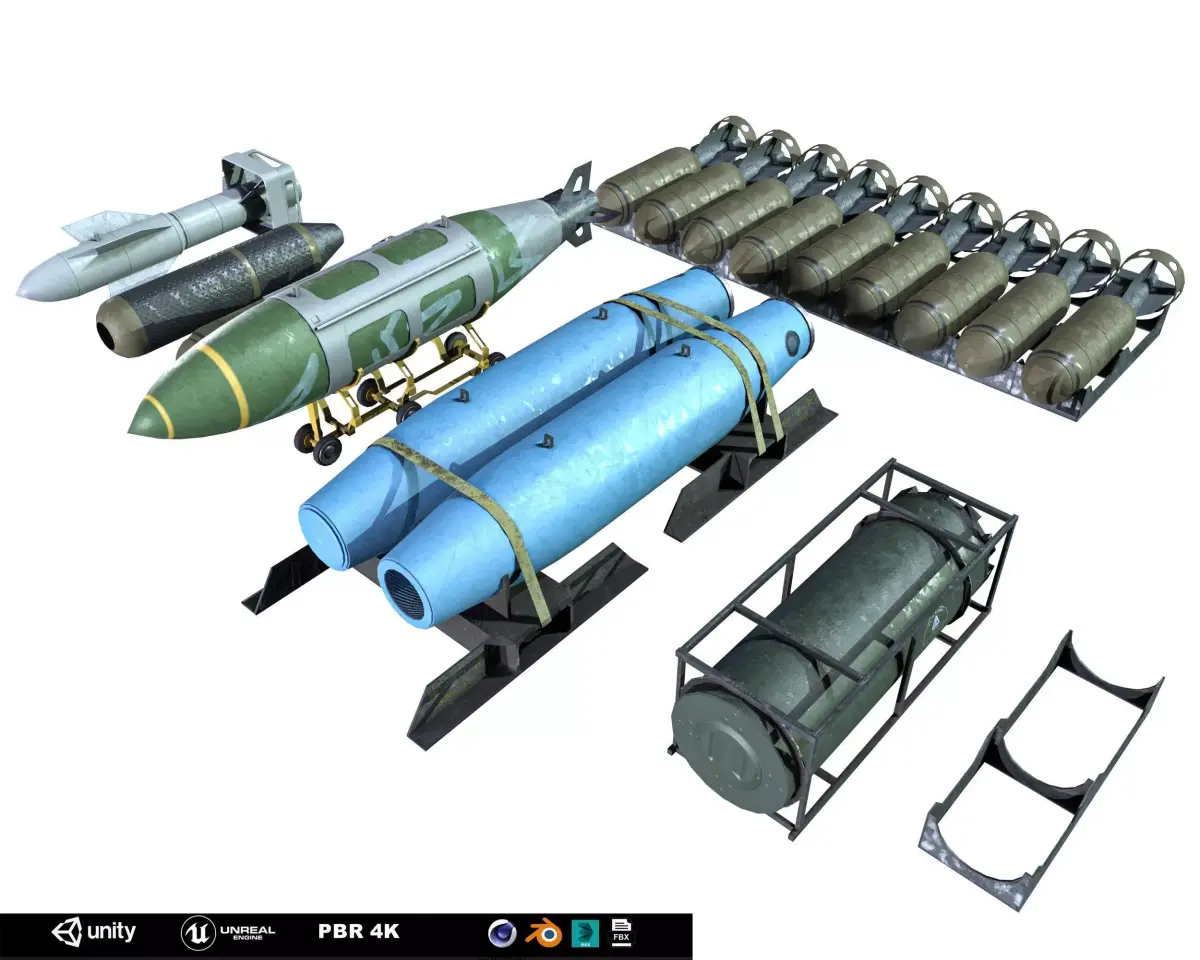 Military Aircraft Bomb Pack Low-poly 3D model